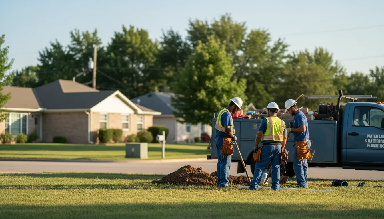 Residential water line and bathroom plumbing service in Earth, TX